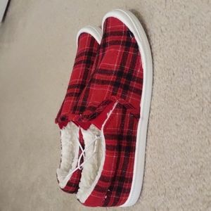 Kinetic Energy Fleece Lined Slip On Plaid Shoes